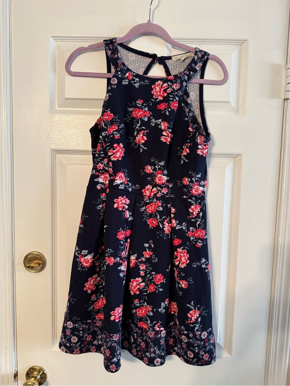Rewind Navy Dress with Pink Floral Print